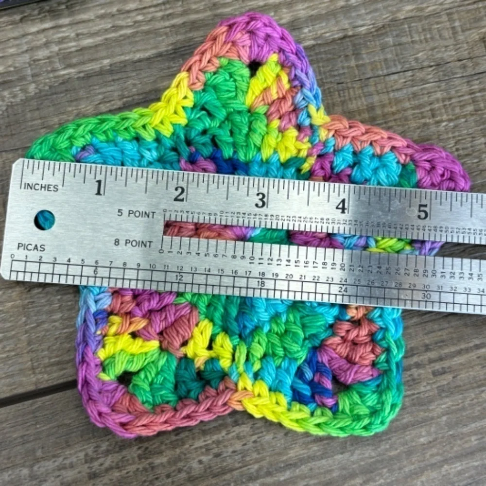 Rainbow‎ Star Cup Mug Coasters Set of 4 Handcrafted Crochet by Seller Cotton